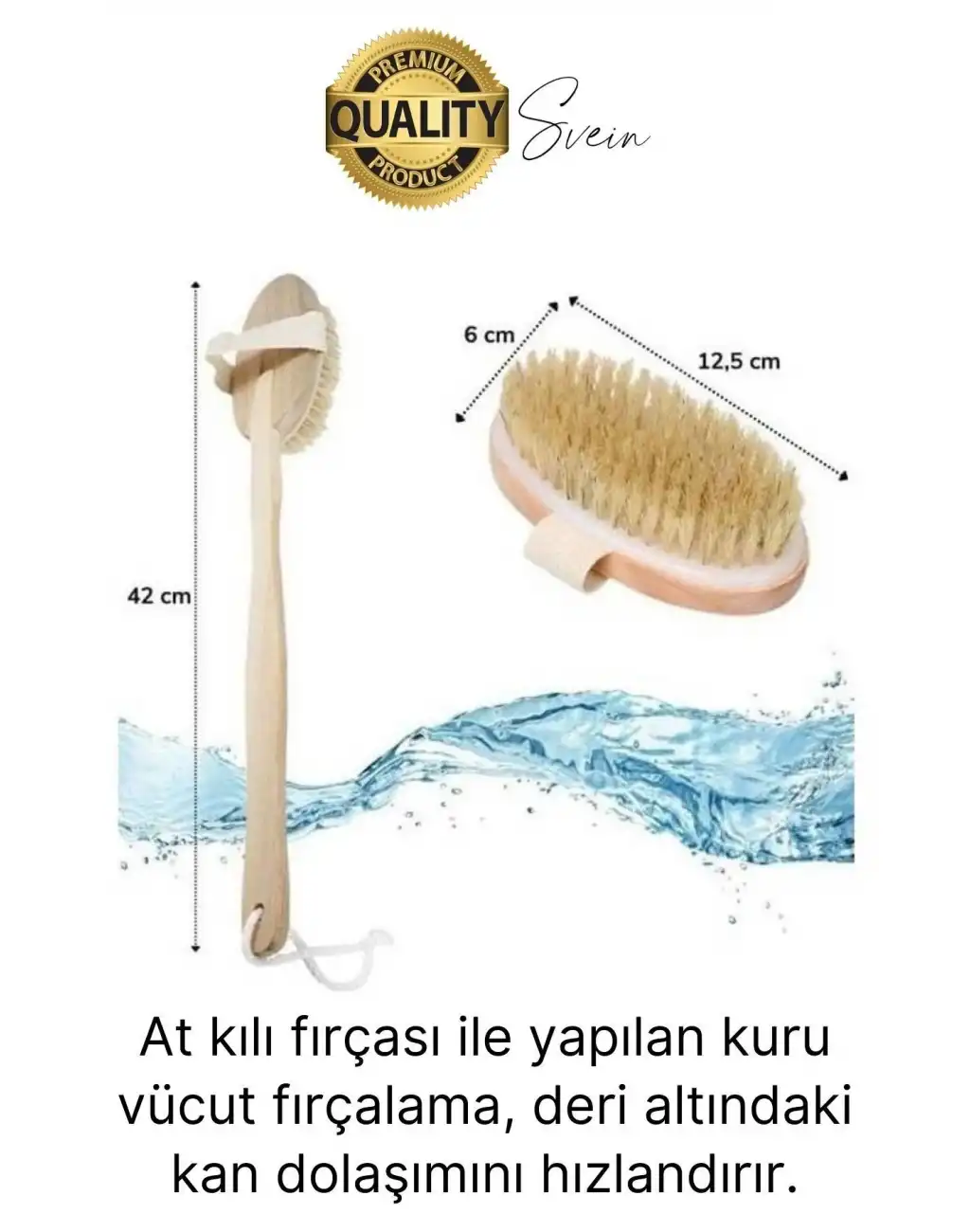 Premium %100 Doğal At Kılı Banyo Fırçası Ahşap Saplı Selülit Önleyici Yumuşak Vücut Masaj Sırt Kese