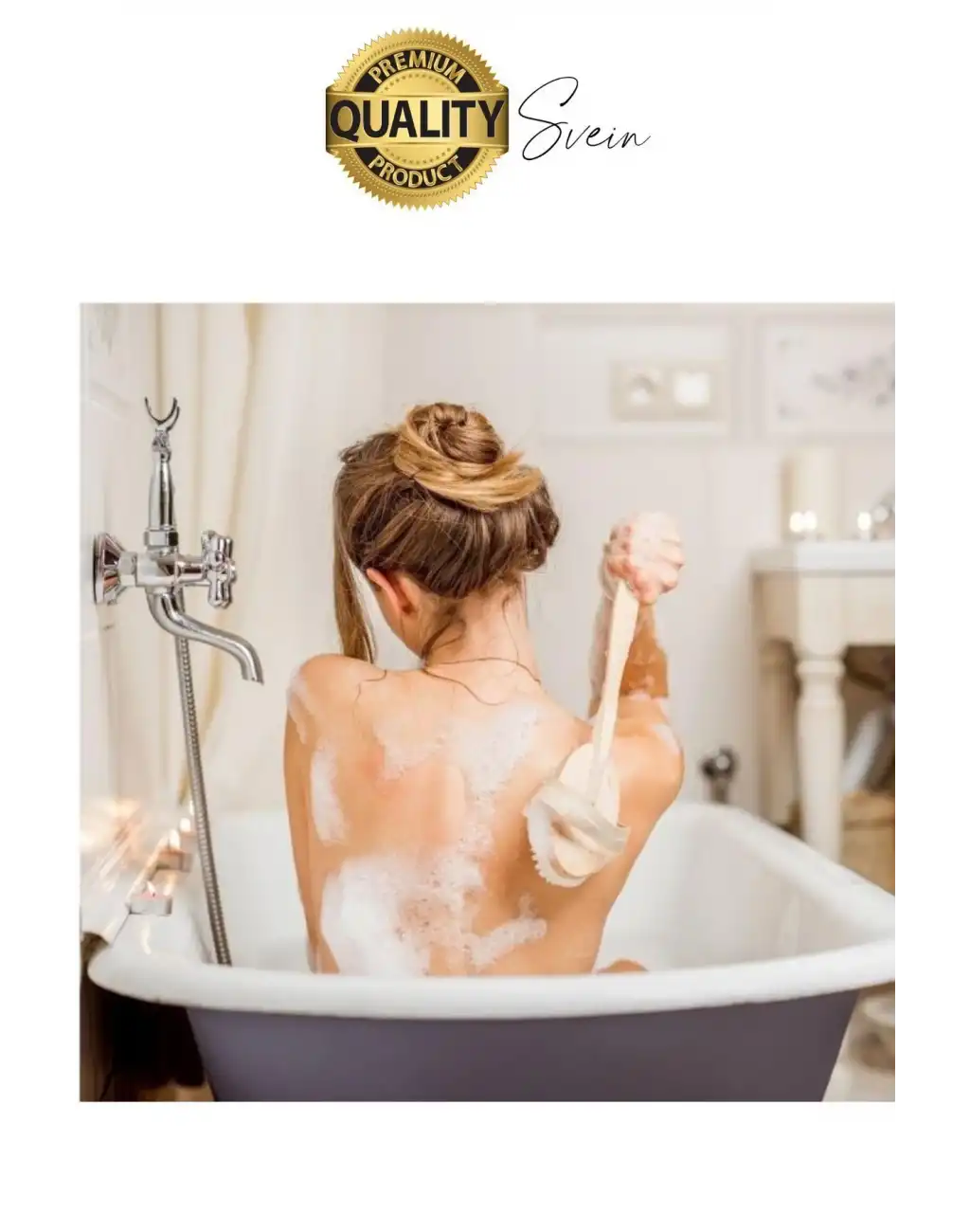 Premium %100 Doğal At Kılı Banyo Fırçası Ahşap Saplı Selülit Önleyici Yumuşak Vücut Masaj Sırt Kese