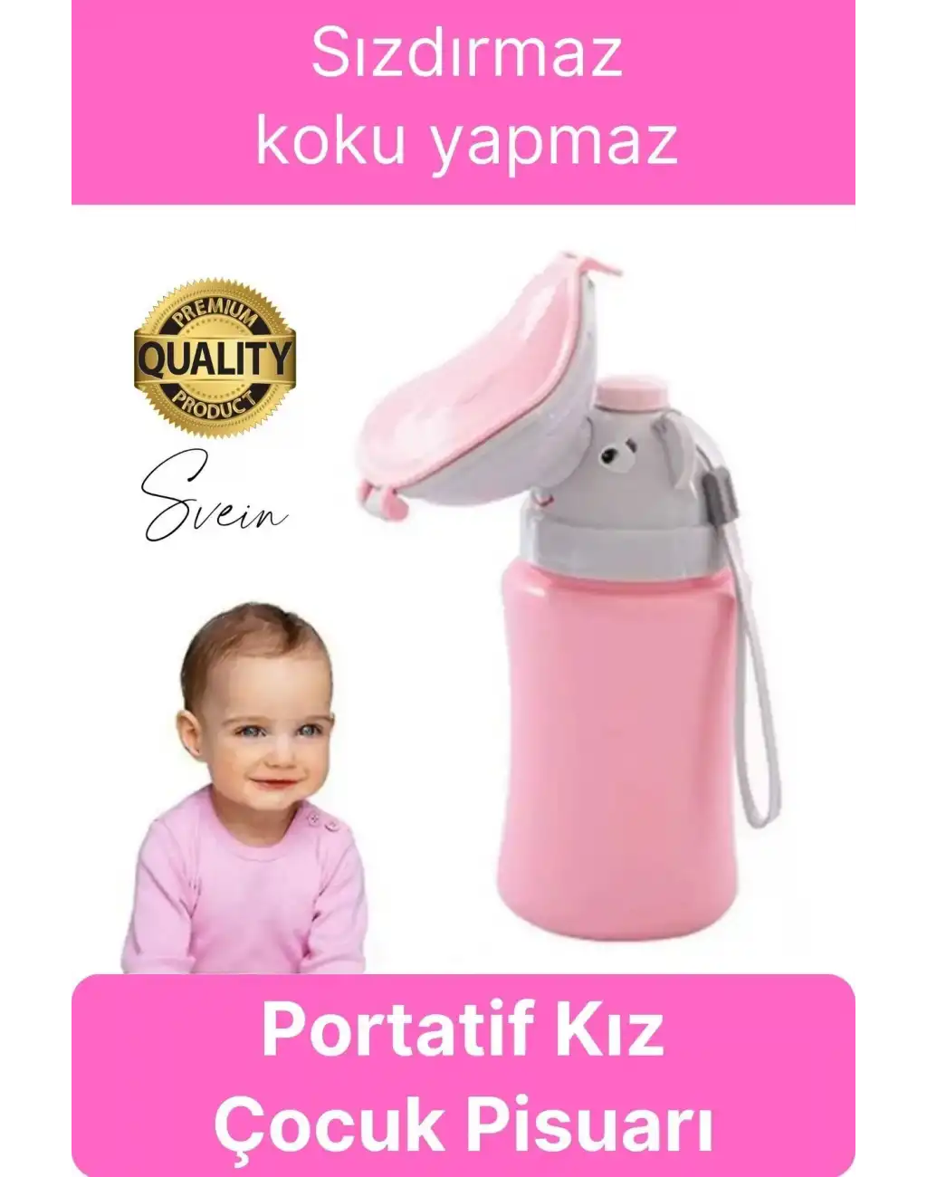 Portatif Kız Çocuk Pisuarı Lazımlık Çiş Eğitimi Taşınabilir Acil Taşınabilir Pembe Sızdırmaz Tuvalet