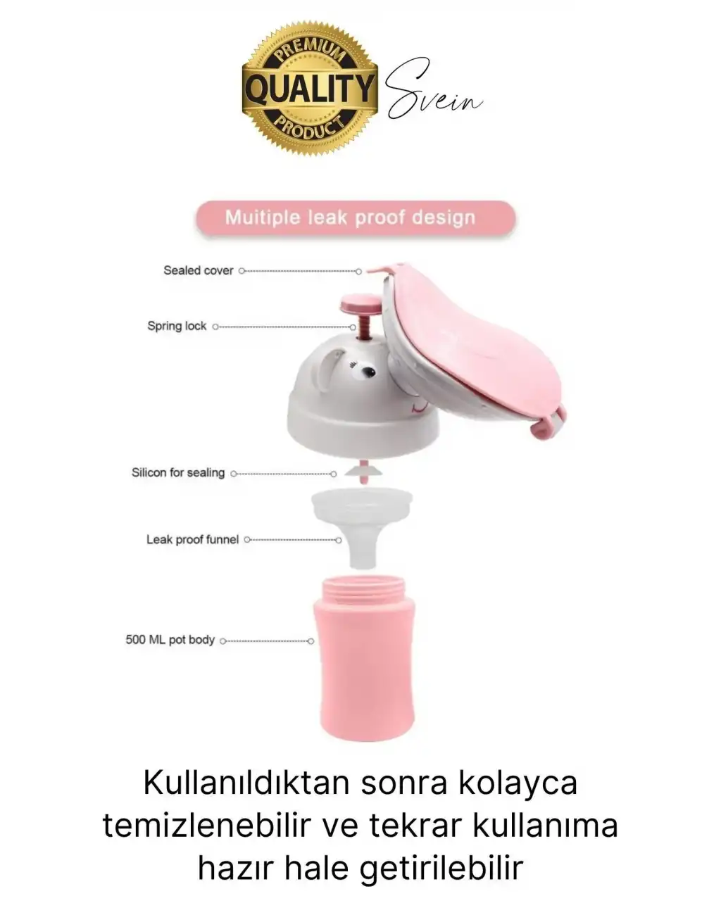 Portatif Kız Çocuk Pisuarı Lazımlık Çiş Eğitimi Taşınabilir Acil Taşınabilir Pembe Sızdırmaz Tuvalet