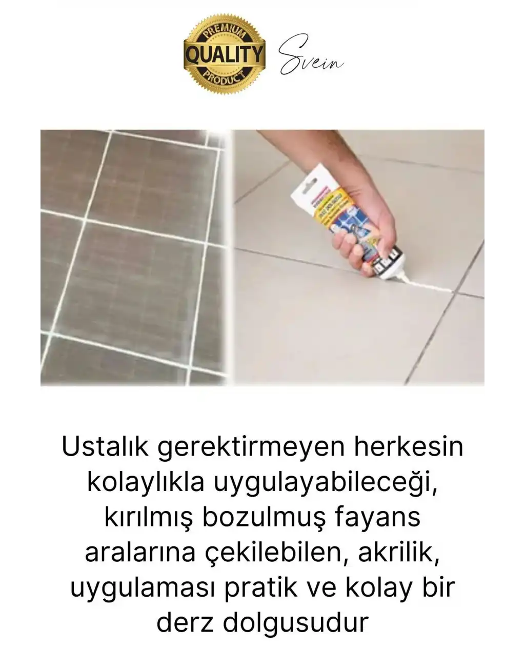 Premium Fayans Arası Siyah Hazır Derz Dolgu Gaga Uç Tüp Mermer Mutfak Banyo Zemin Duvar Onarıcı
