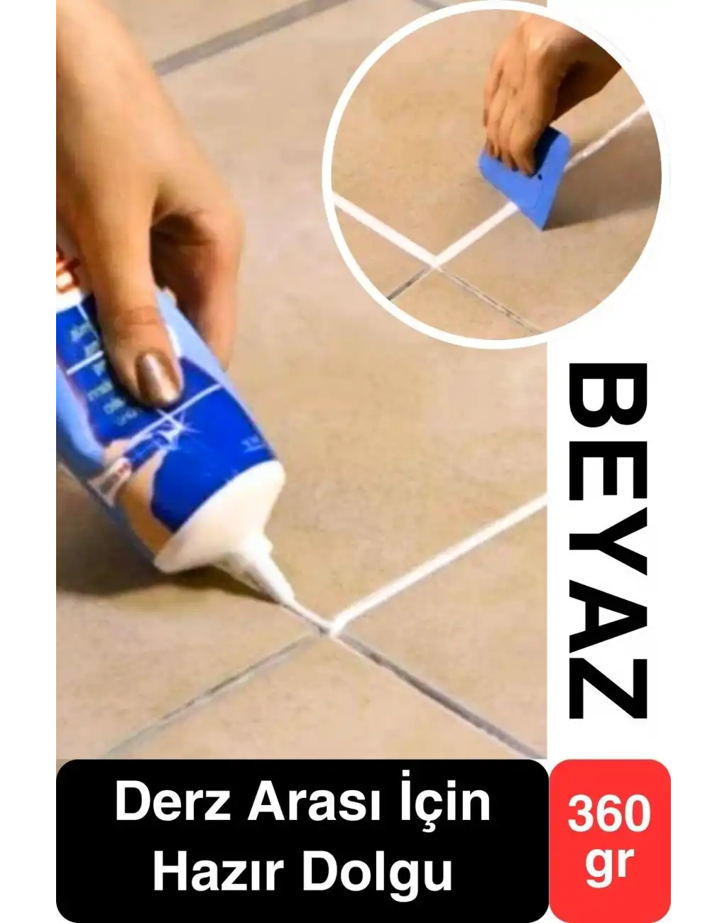 Premium Fayans Arası Beyaz Hazır Derz Dolgu Gaga Uç Tüp Mermer Mutfak Banyo Zemin Duvar Onarıcı