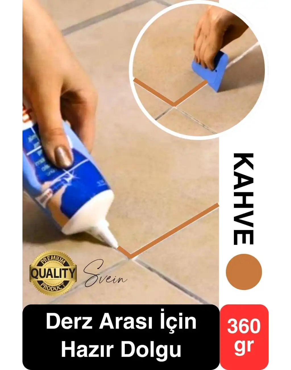 Premium Fayans Arası Kahve Hazır Derz Dolgu Gaga Uç Tüp Mermer Mutfak Banyo Zemin Duvar Onarıcı