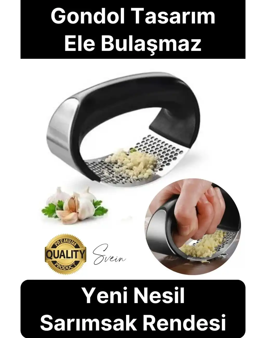 Premium Kolay Kullanımlı Yeni Nesil Sarımsak Rendesi Zencefil Öğütücü Ezici Paslanmaz Çelik Gondol