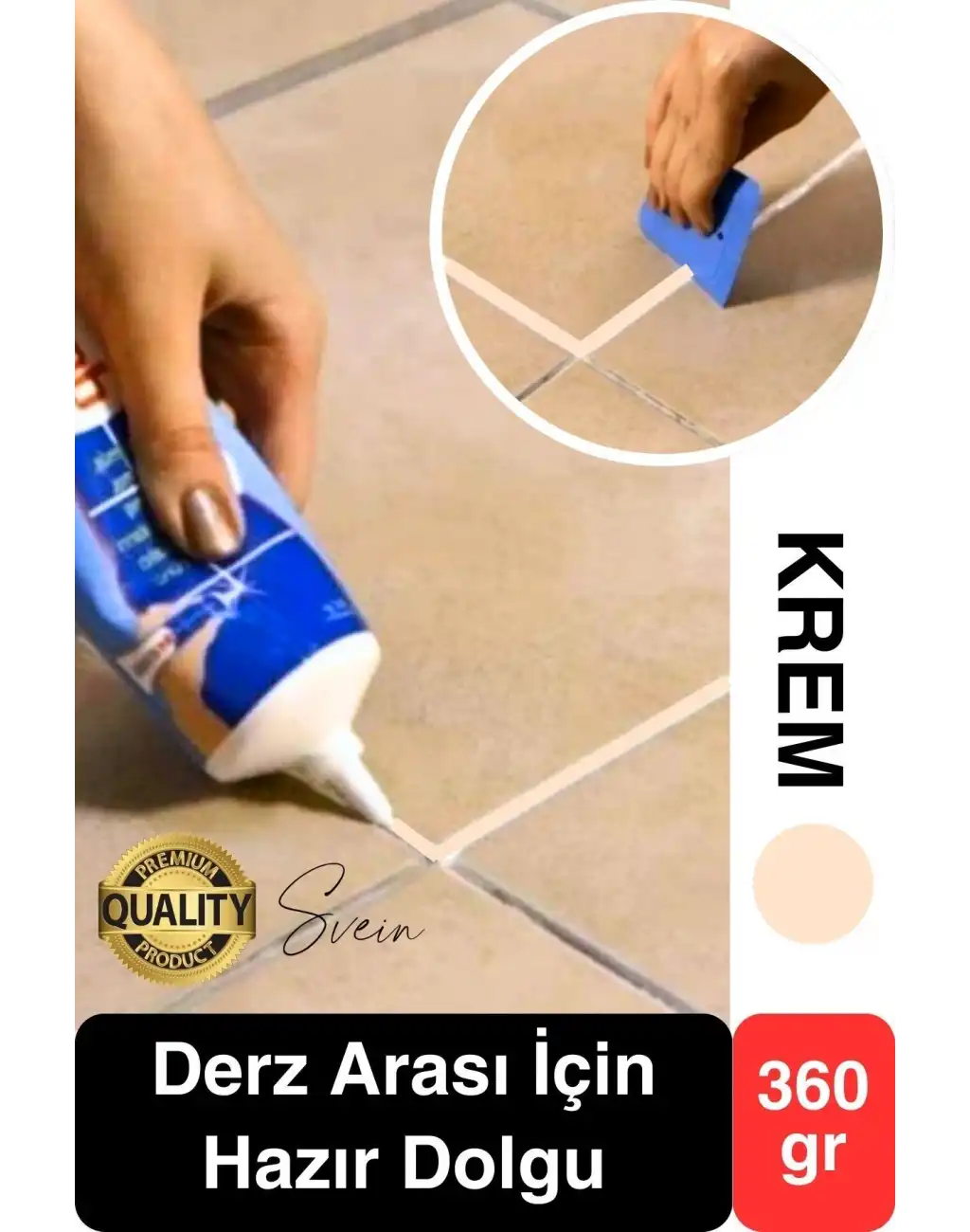 Premium Fayans Arası Krem Hazır Derz Dolgu Gaga Uç Tüp Mermer Mutfak Banyo Zemin Duvar Onarıcı