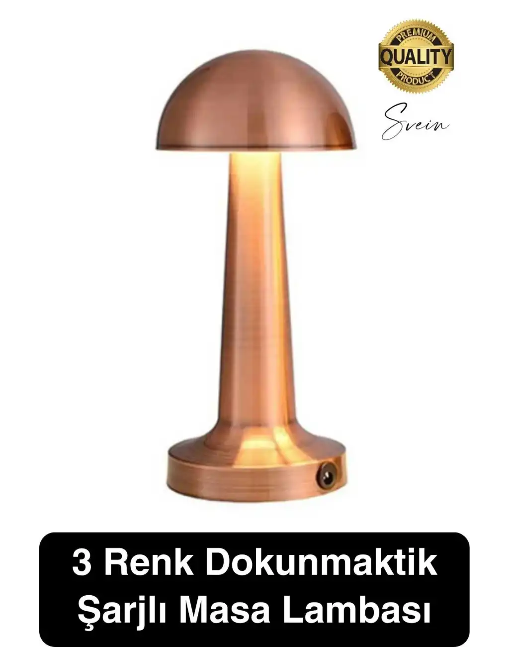 Premium Şarjlı Dokunmatik Masa Lambası 3 Renk Ayarlanabiir Parlaklık Abajur Ambians Dekoratif Klasik