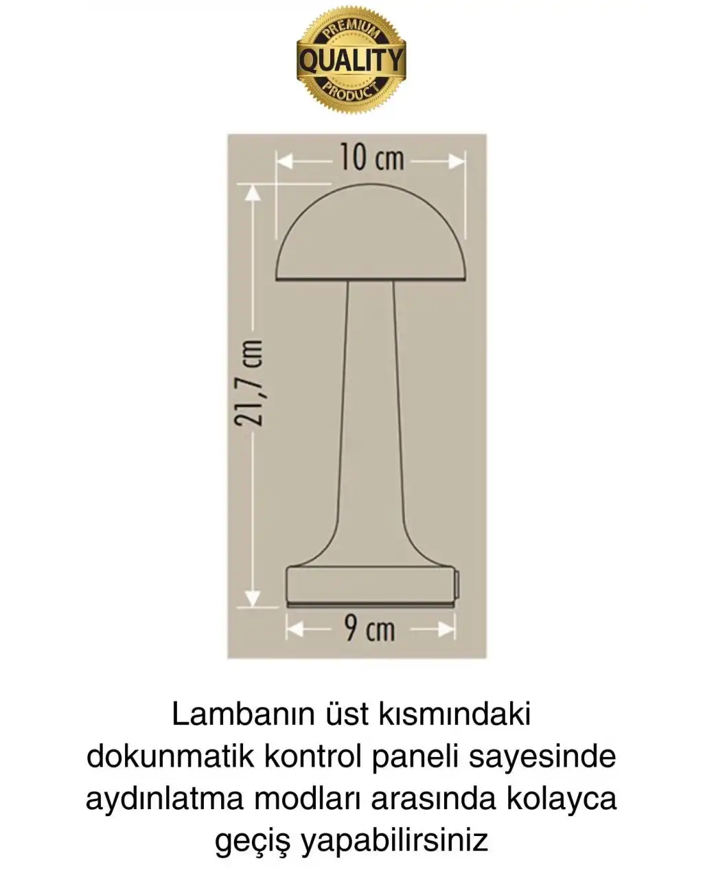 Premium Şarjlı Dokunmatik Masa Lambası 3 Renk Ayarlanabiir Parlaklık Abajur Ambians Dekoratif Klasik