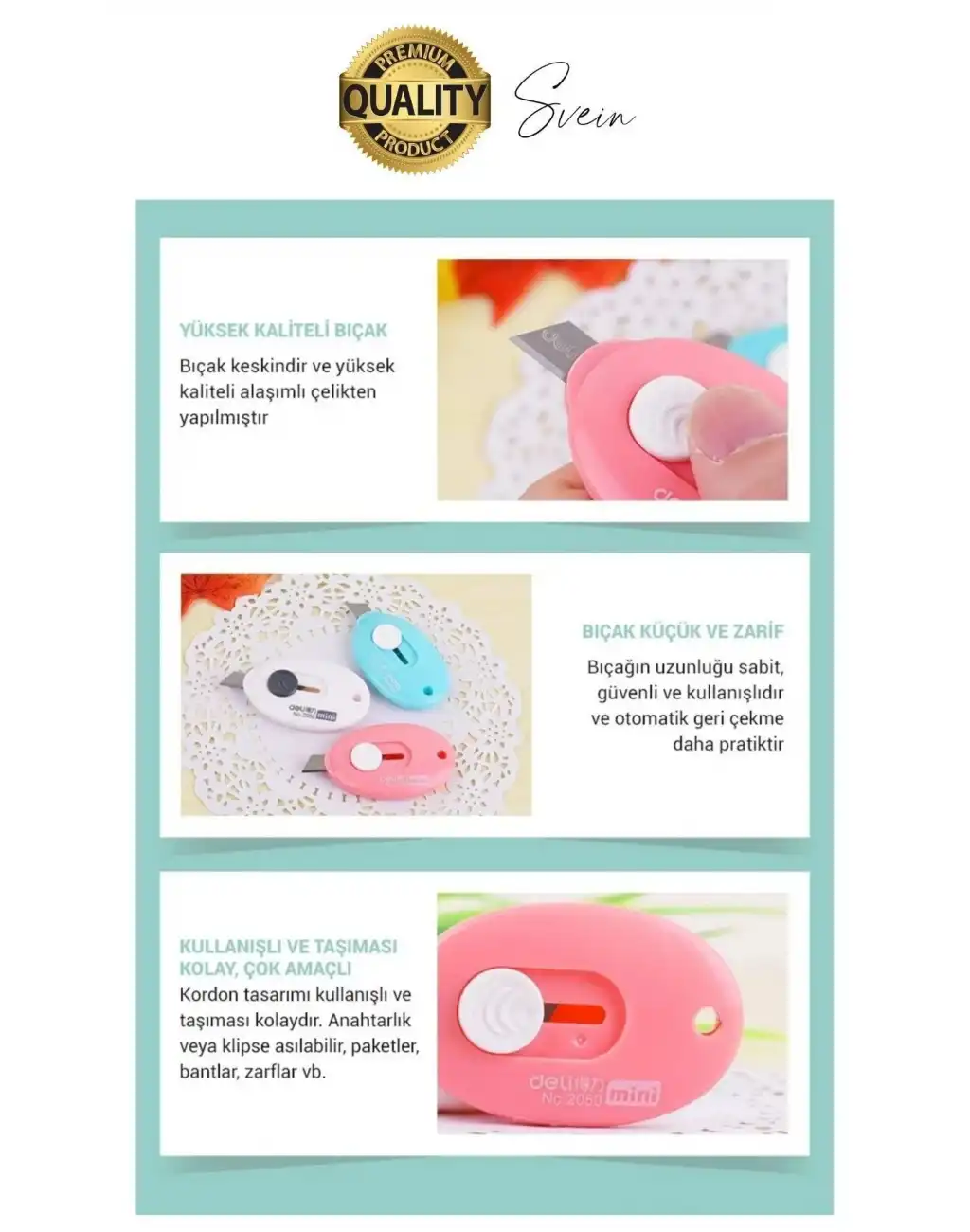 Çok Amaçlı Taşınabilir Cep ve Çanta Mini Falçata Maket Bıçağı Ultra Keskin Anahtarlıklı Çelik