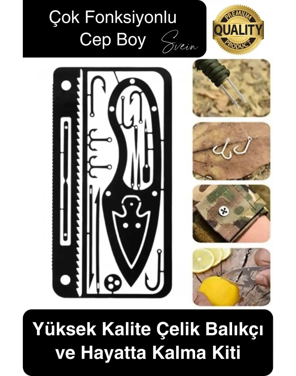 Paslanmaz Çelik Çok Fonksiyonlu İşlevsel Balıkçı Kiti Hayatta Kalma Balık Tutma Olta Uç Seti Cep Boy