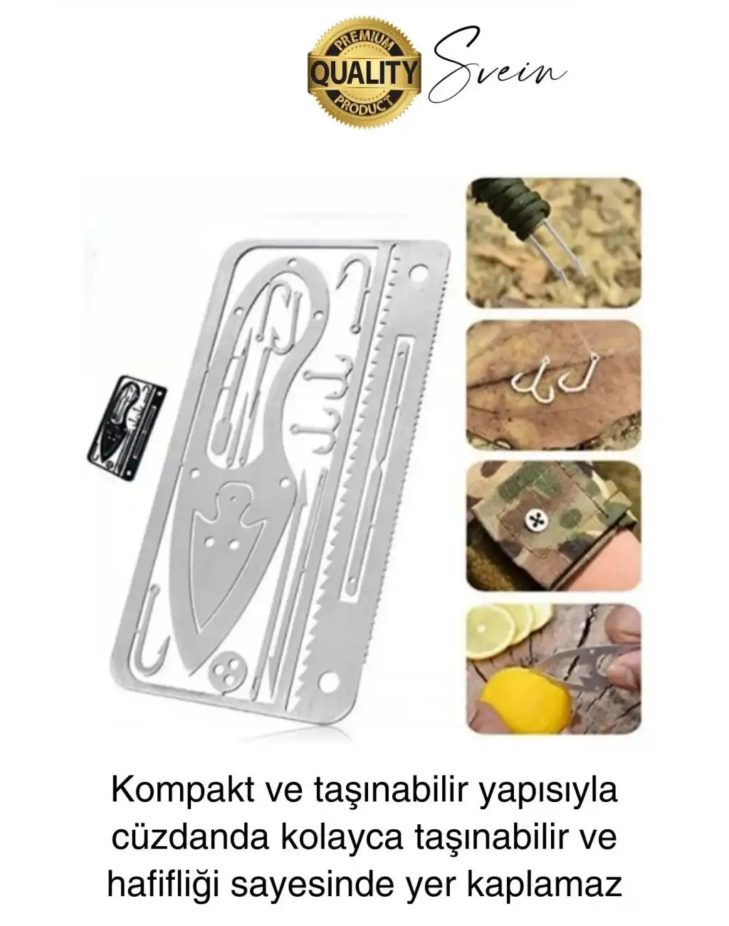 Paslanmaz Çelik Çok Fonksiyonlu İşlevsel Balıkçı Kiti Hayatta Kalma Balık Tutma Olta Uç Seti Cep Boy