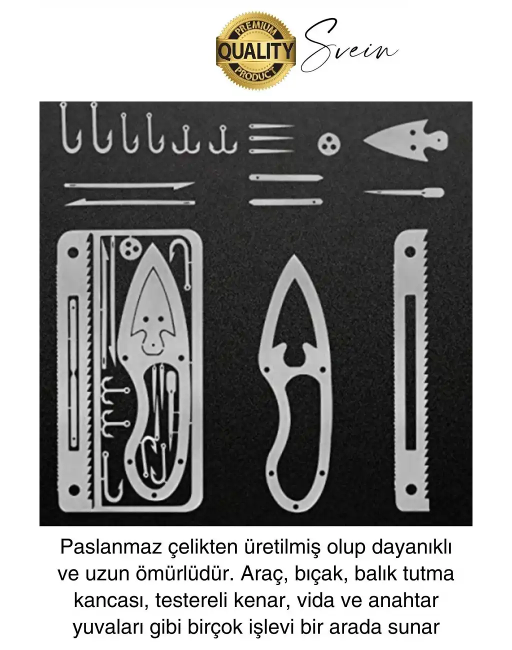 Paslanmaz Çelik Çok Fonksiyonlu İşlevsel Balıkçı Kiti Hayatta Kalma Balık Tutma Olta Uç Seti Cep Boy