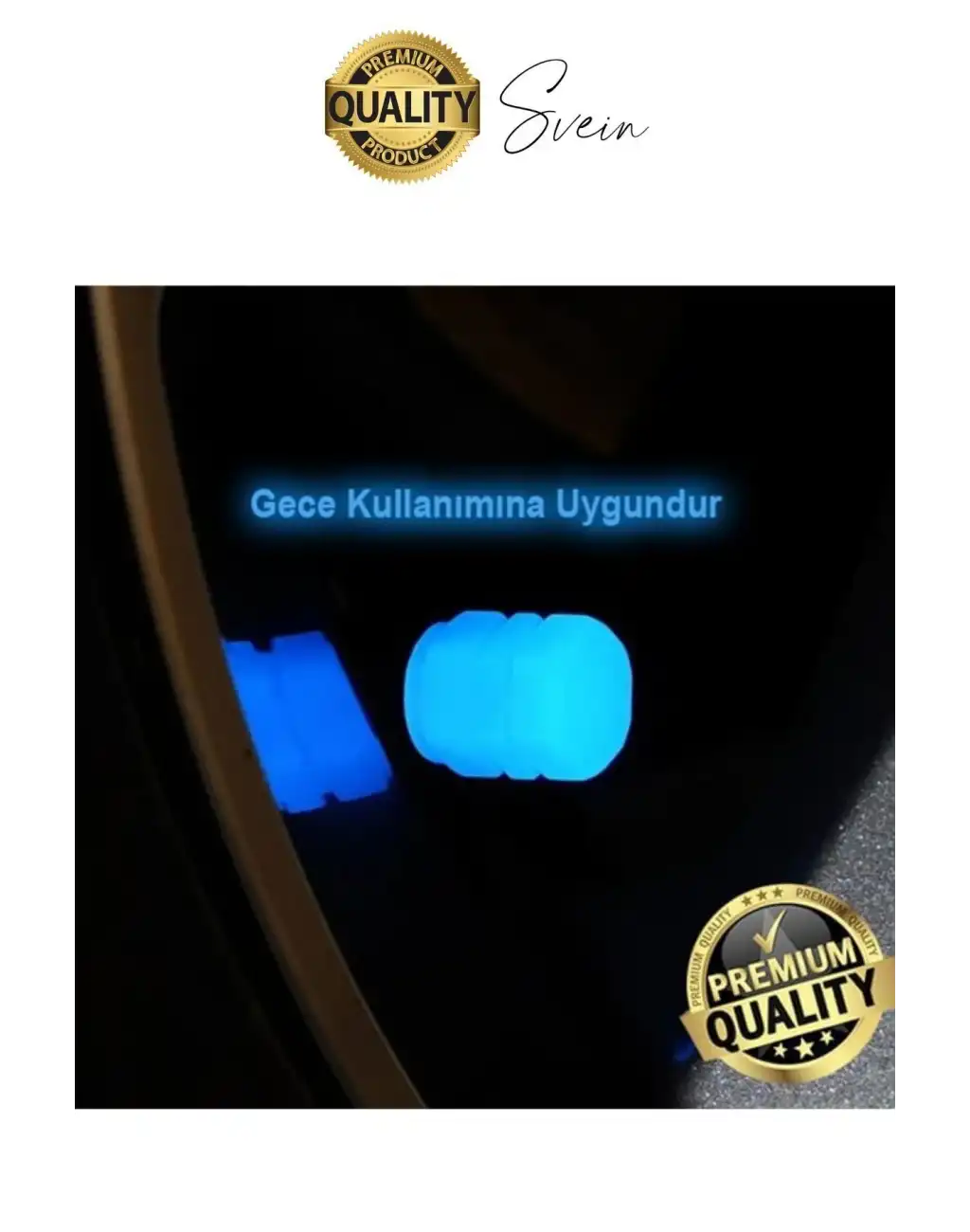 Özel Üretim Mavi Fosforlu Sibop Kapağı 4 Set Tüm Araçlarla Uyumlu Gece Parlayan Sibob Jant Tekerlek