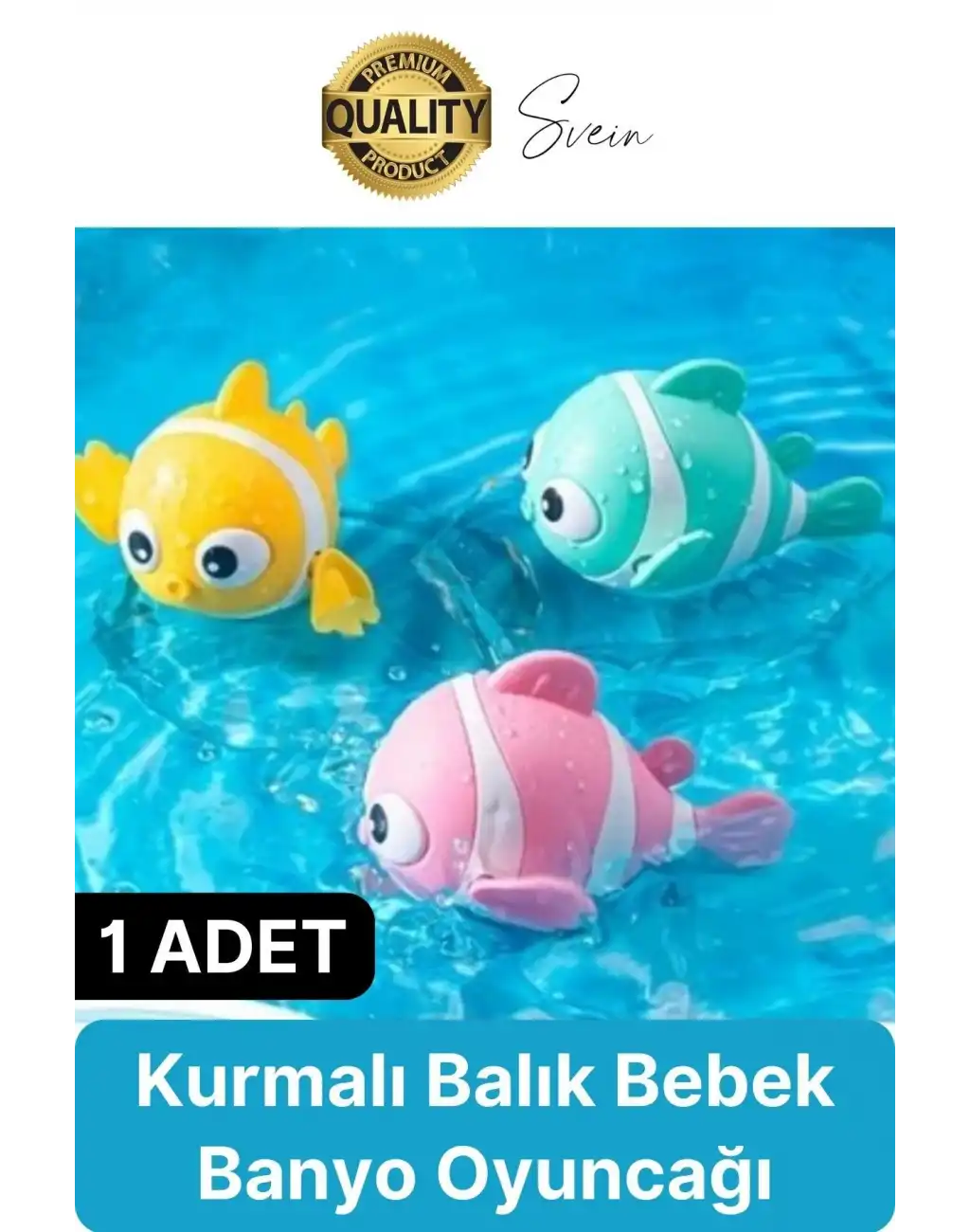 Kurmalı Balık Bebek Banyo Oyuncağı Arkadaşı Deniz Şişme Havuz Küvet Suda Yüzen Eğlenceli Oyuncak