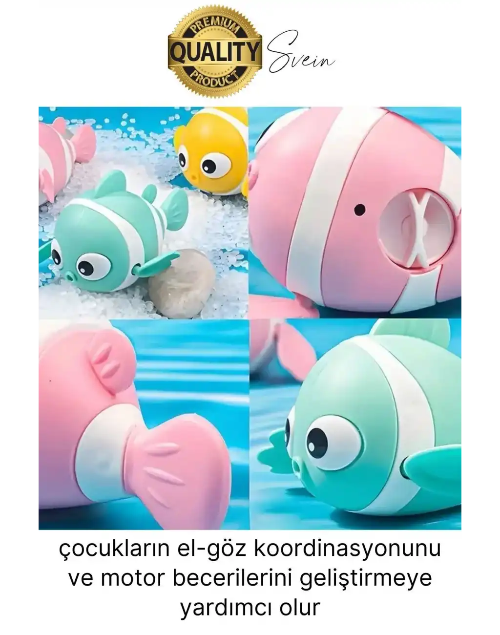 Kurmalı Balık Bebek Banyo Oyuncağı Arkadaşı Deniz Şişme Havuz Küvet Suda Yüzen Eğlenceli Oyuncak