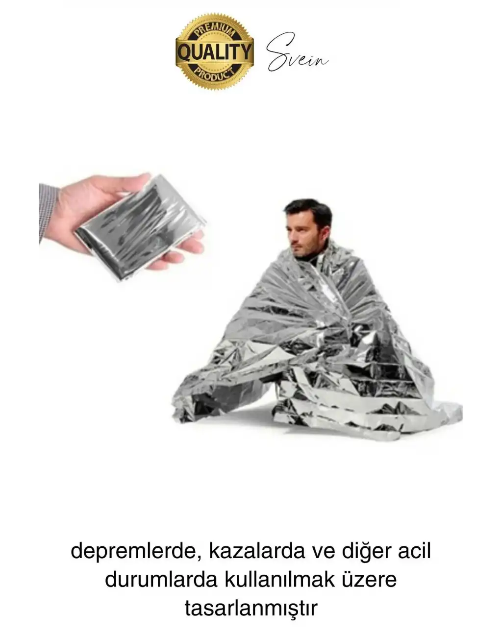 Soğuk Sıcak Tutan Çift Taraflı Gümüş Acil Durum Battaniyesi Termal Yanık Hayatta Kalma Kamp Deprem