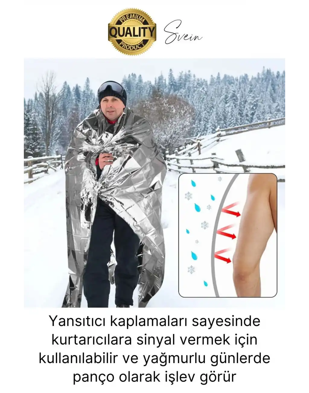 Soğuk Sıcak Tutan Çift Taraflı Gümüş Acil Durum Battaniyesi Termal Yanık Hayatta Kalma Kamp Deprem