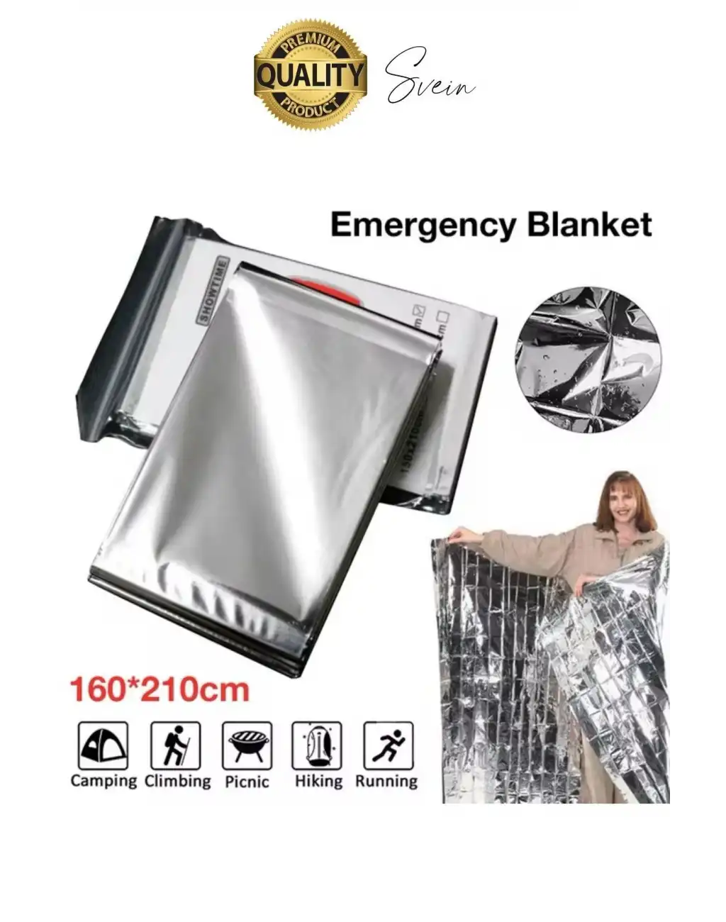 Soğuk Sıcak Tutan Çift Taraflı Gümüş Acil Durum Battaniyesi Termal Yanık Hayatta Kalma Kamp Deprem