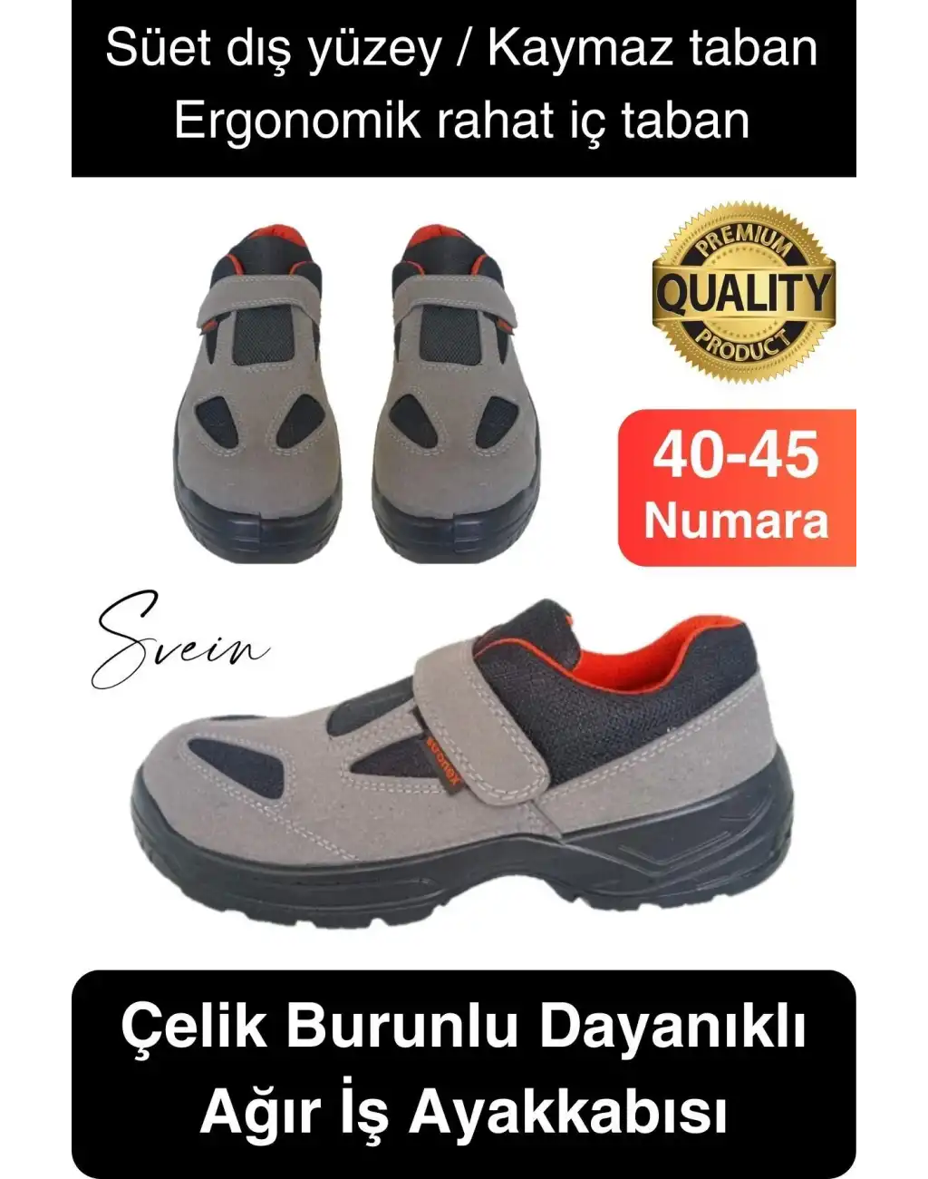 Çelik Burunlu Süet Deri İş Ayakkabısı Rahat Konforlu Hafif Ergonomik Cırtlı Nefes Alabilen Güvenli