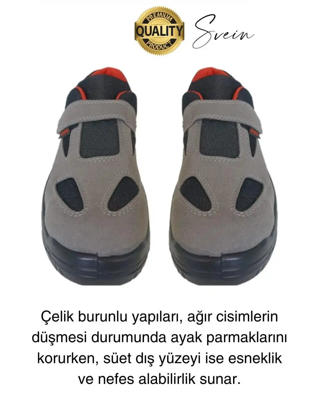 Çelik Burunlu Süet Deri İş Ayakkabısı Rahat Konforlu Hafif Ergonomik Cırtlı Nefes Alabilen Güvenli