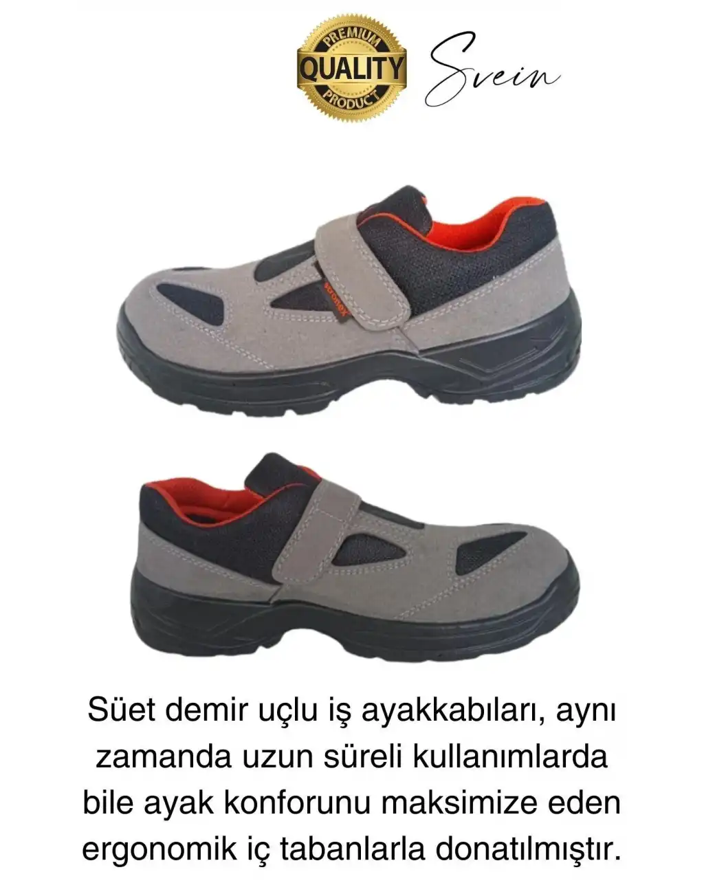 Çelik Burunlu Süet Deri İş Ayakkabısı Rahat Konforlu Hafif Ergonomik Cırtlı Nefes Alabilen Güvenli