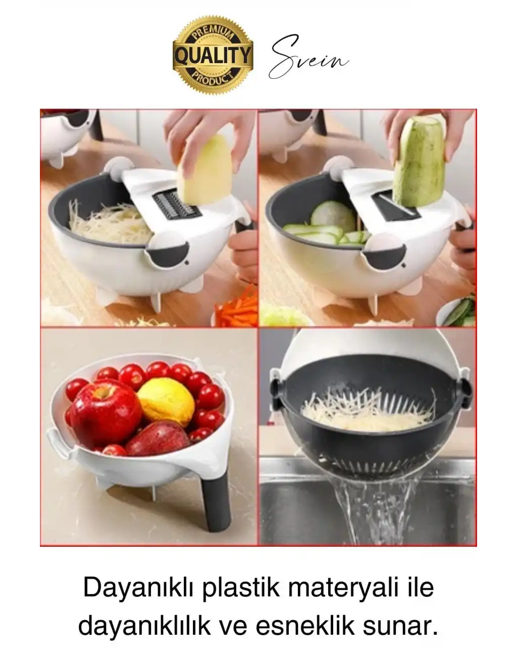 11 Parça Paslanmaz Fonksiyonel Süzgeçli Rende Hazneli Doğrayıcı Sebze Salata İçin Pratik Mutfak