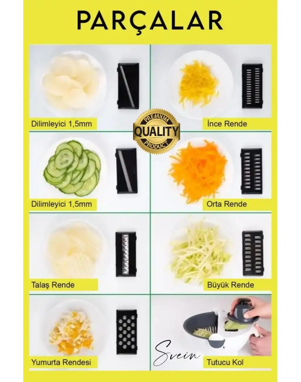 11 Parça Paslanmaz Fonksiyonel Süzgeçli Rende Hazneli Doğrayıcı Sebze Salata İçin Pratik Mutfak