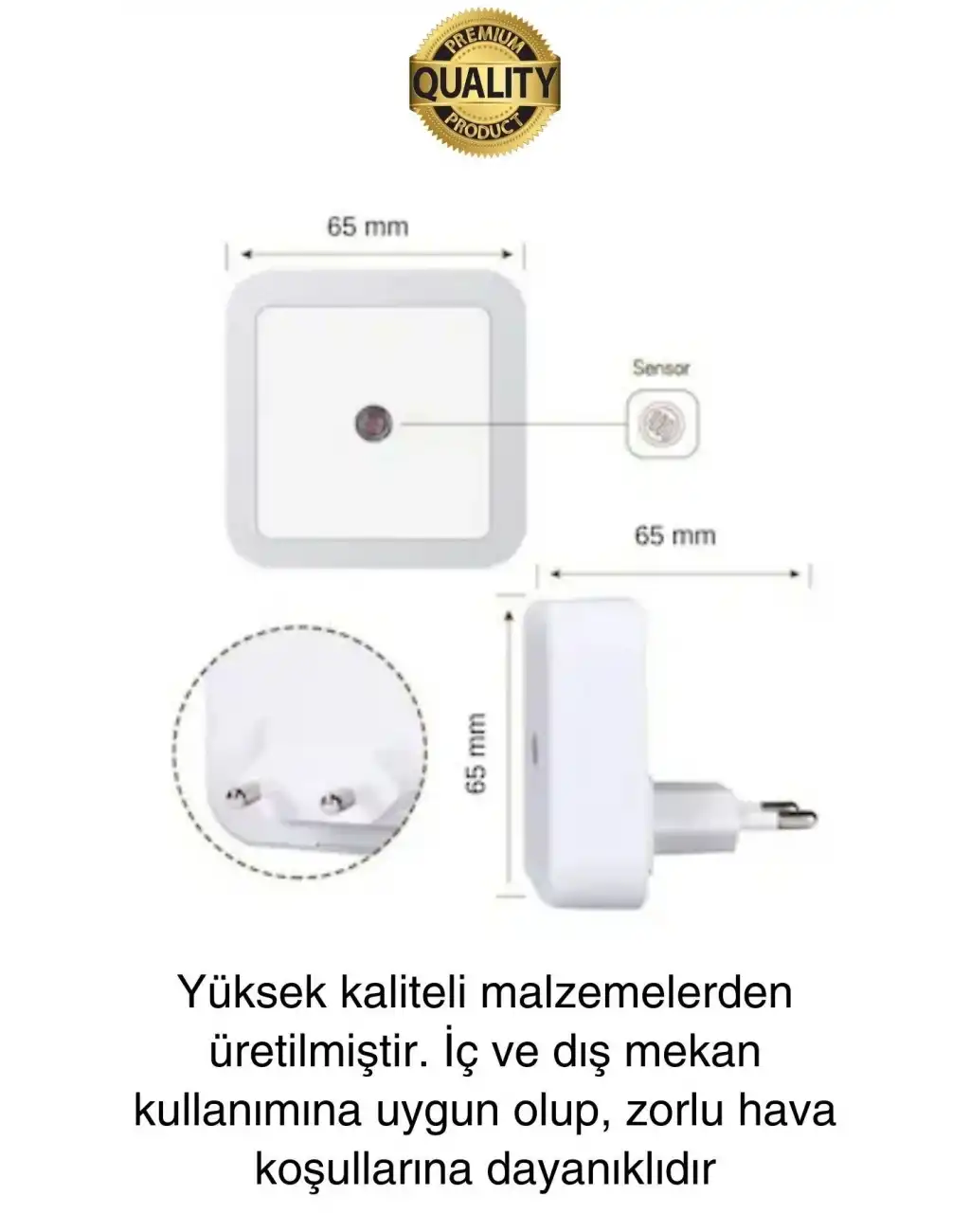 Cata Fotoselli Gece Lambası Karanlıkta Otomatik Yanıp Sönen Aydınlığa Duyarlı Koridor Antre Loş Led Işık