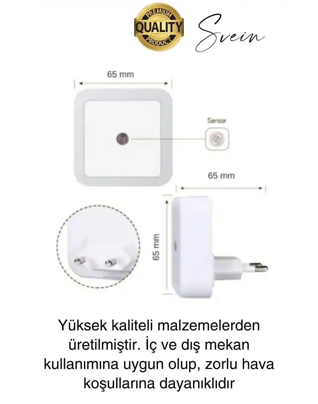 Cata Fotoselli Gece Lambası Karanlıkta Otomatik Yanıp Sönen Aydınlığa Duyarlı Koridor Antre Loş Led Işık