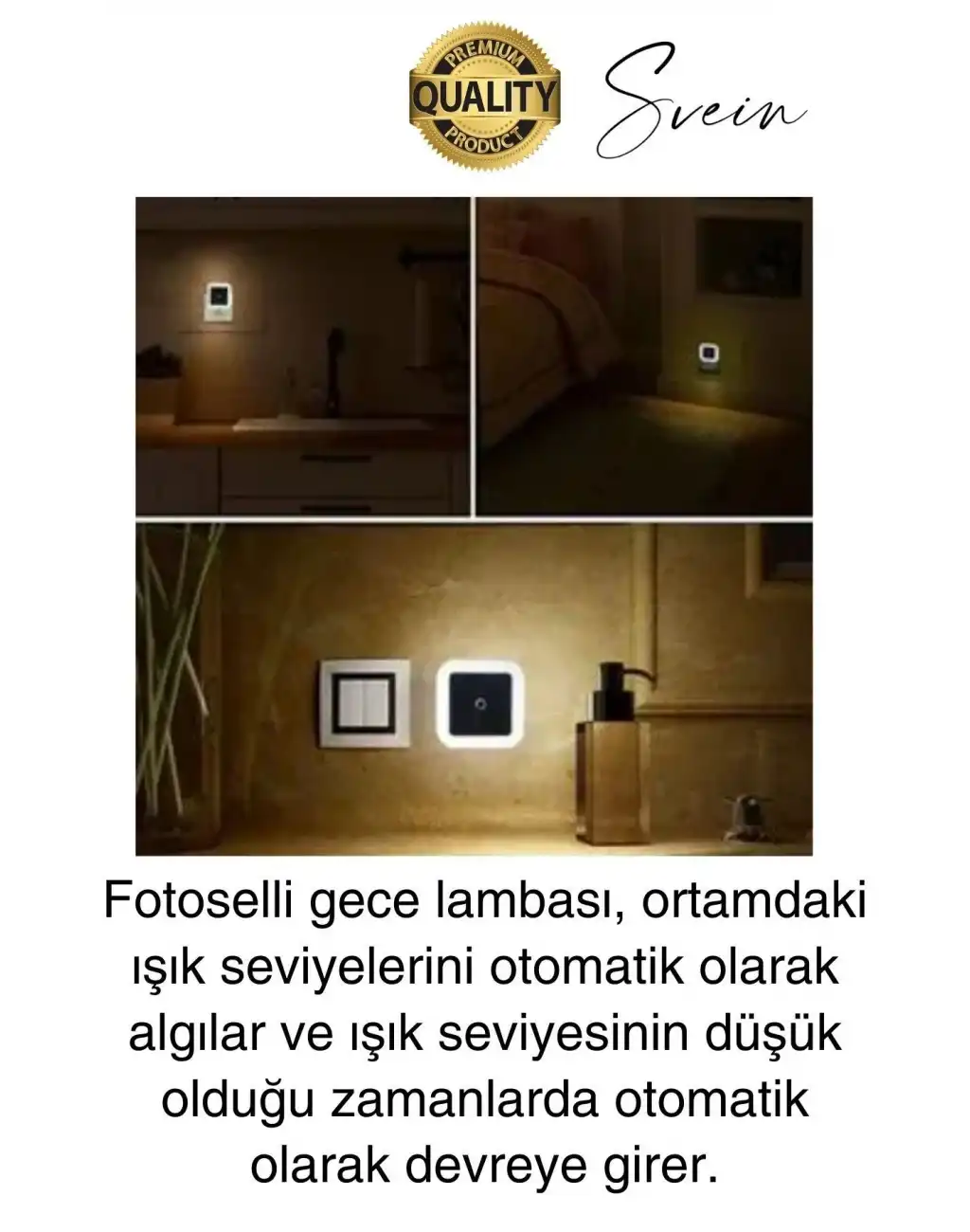 Cata Fotoselli Gece Lambası Karanlıkta Otomatik Yanıp Sönen Aydınlığa Duyarlı Koridor Antre Loş Led Işık