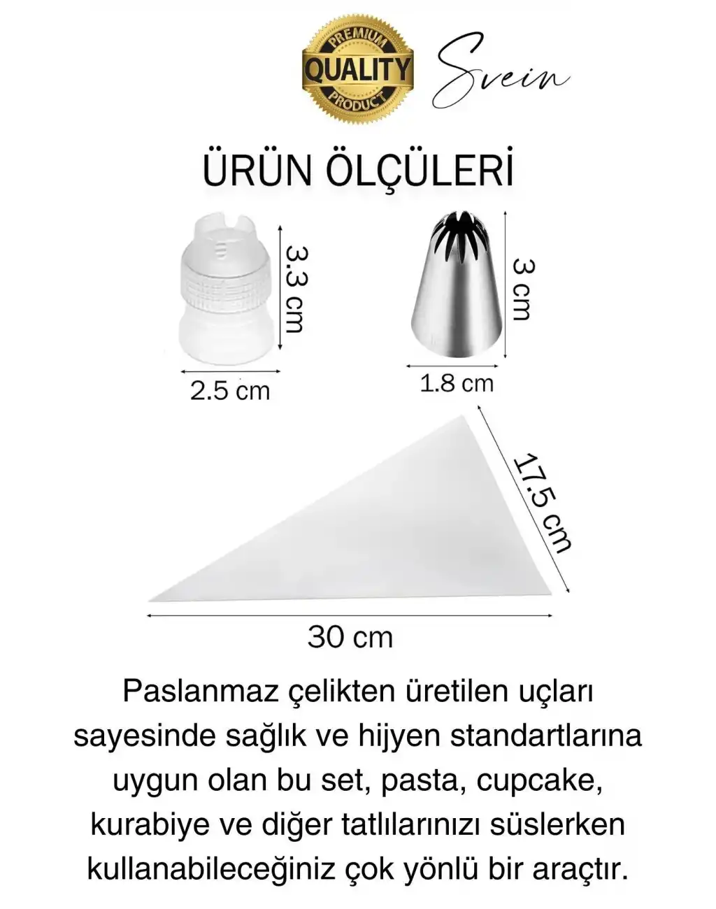 Uzun Ömürlü 10 Parça Paslanmaz Çelik Pasta Krema Sıkma Aparatı Seti Kesesi Torbası Dekoratif Süsleme