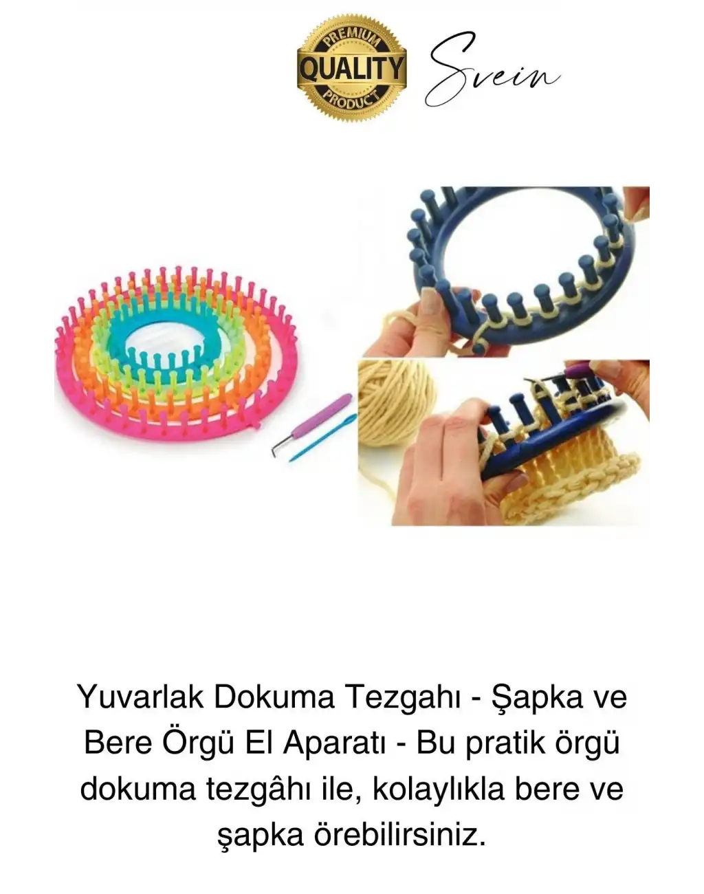 Pratik Yuvarlak Örgü Yapım Seti 4 Boy El Yapımı Atkı Bere Örme Tezgahı Kanca Plastik İğne Dokuma