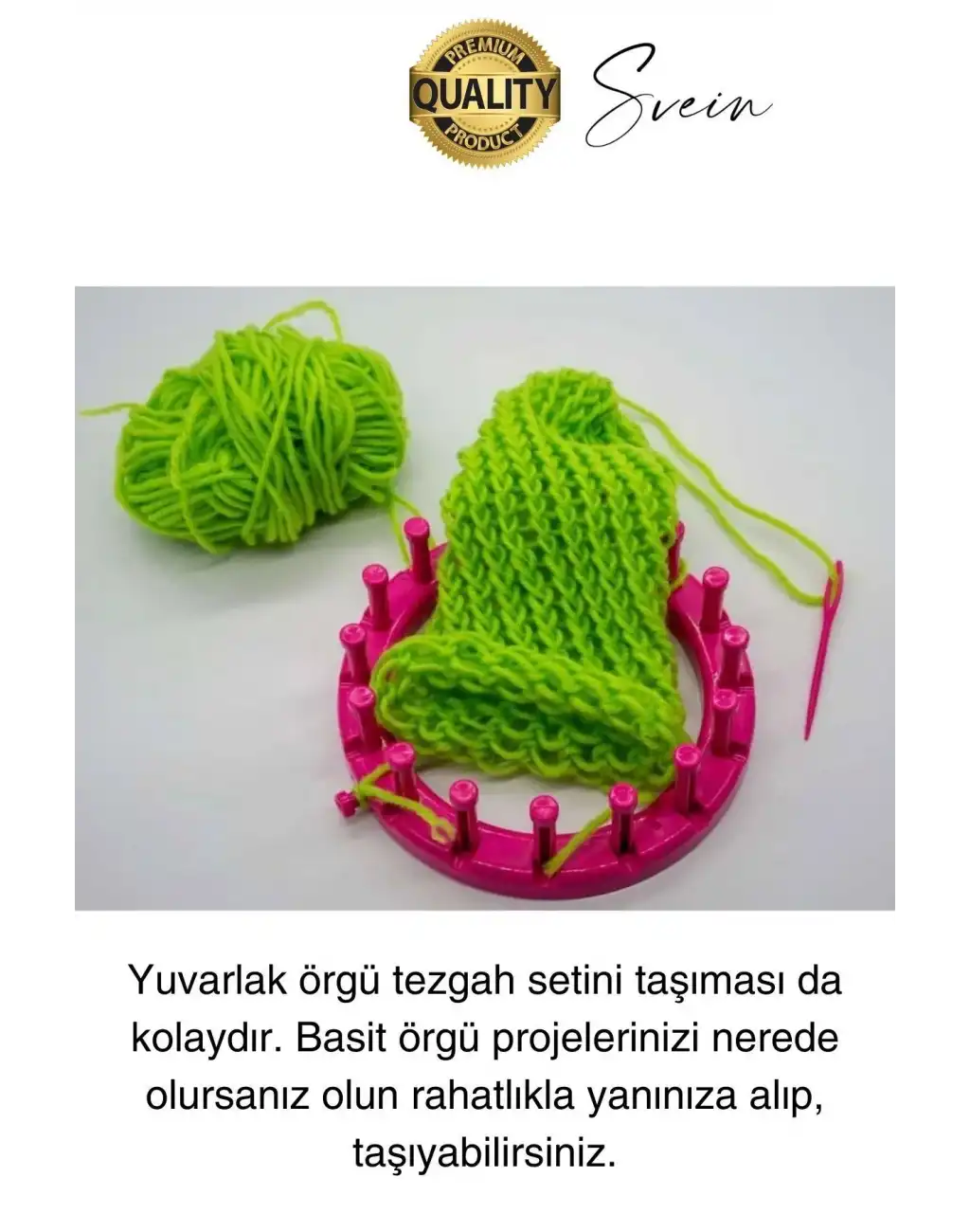 Pratik Yuvarlak Örgü Yapım Seti 4 Boy El Yapımı Atkı Bere Örme Tezgahı Kanca Plastik İğne Dokuma