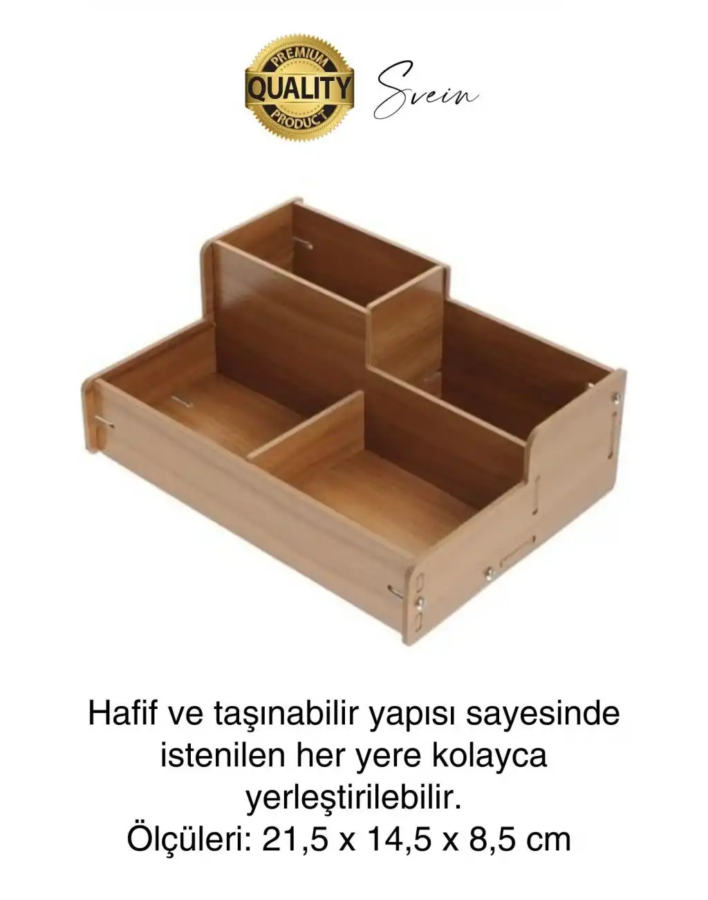 Özel Üretim 4 Bölmeli Masa Üstü Ahşap Kalem Kağıt Ataş Takı Organizeri Düzenleyici Kutu Ofis Masası