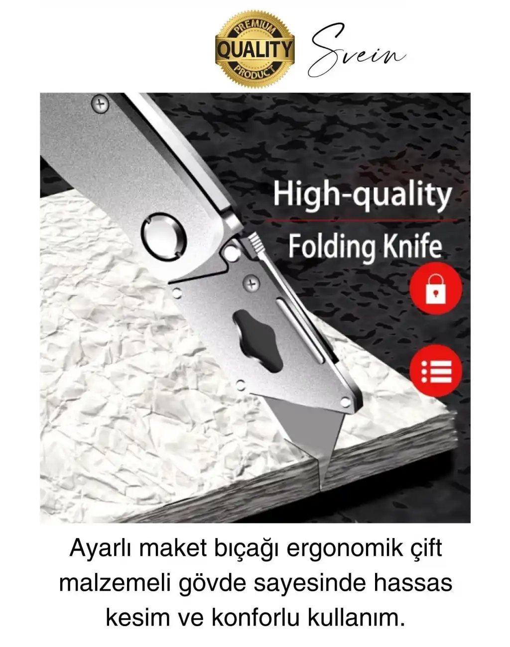 Premium Katlanır Dayanıklı Halı Maket Bıçağı Alçıpan Kesme Falçata Yedek Bıçaklı Çelik Çakı Tipi