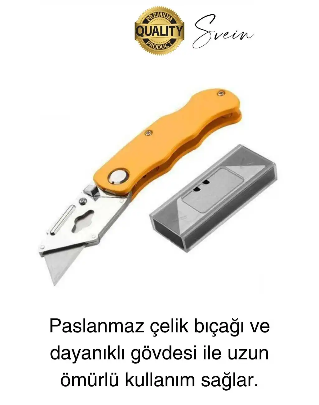 Premium Katlanır Dayanıklı Halı Maket Bıçağı Alçıpan Kesme Falçata Yedek Bıçaklı Çelik Çakı Tipi