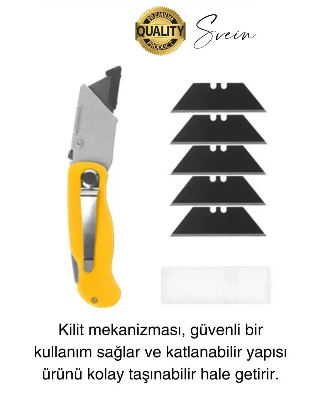 Premium Katlanır Dayanıklı Halı Maket Bıçağı Alçıpan Kesme Falçata Yedek Bıçaklı Çelik Çakı Tipi