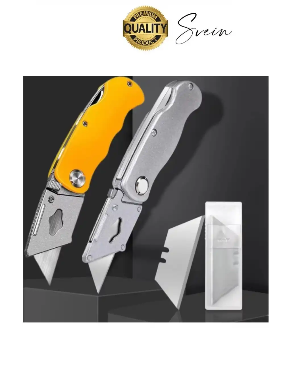 Premium Katlanır Dayanıklı Halı Maket Bıçağı Alçıpan Kesme Falçata Yedek Bıçaklı Çelik Çakı Tipi