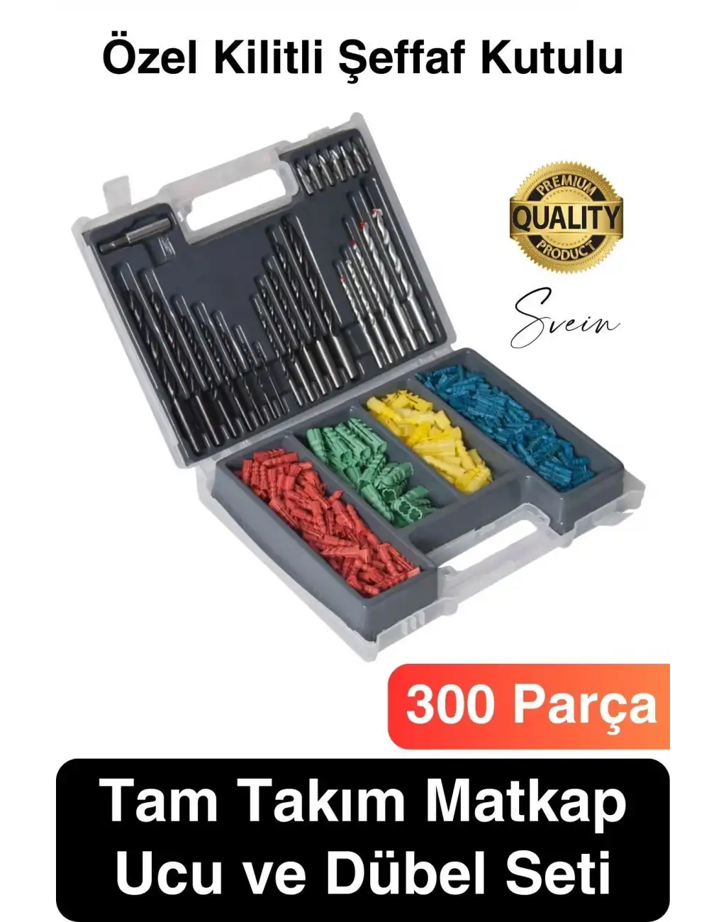 Premium 300 Parça Matkap Ucu ve Dübel Seti Sabitleme Tamir Montaj Delik Delme Ful Takım Çantası Kutu
