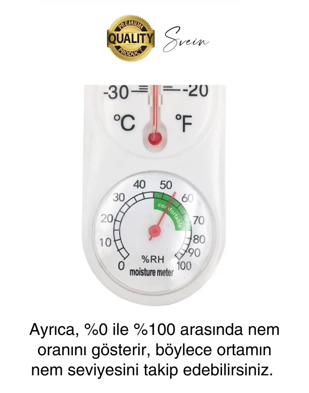 Premium Hassas İç Mekan Isı ve Nem Ölçer Termometre Sıcaklık Kontrol Ev Ofis Garaj Anlık Ölçüm Beyaz
