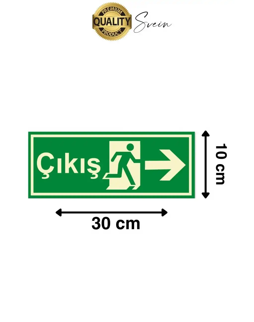 Karanlıkta Parlayan Fosforlu Acil Çıkış Yönlendirme Tabelası Aşağı Ok Levha Kaçış Yolu 30x10 cm