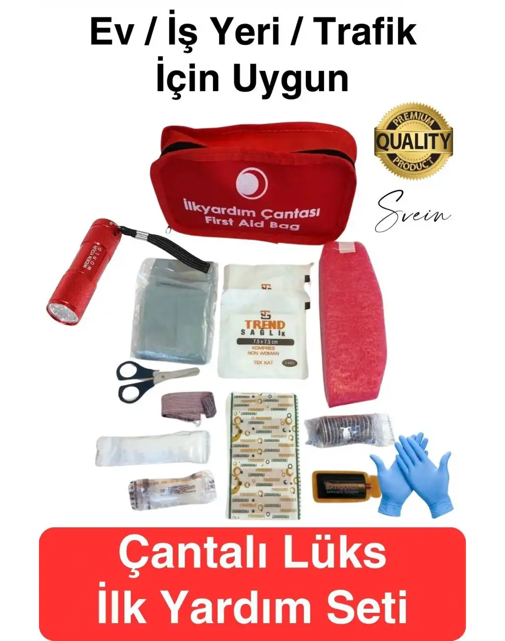 Lüks İlk Yardım Çantası Deprem Afet Acil Durum Müdahale Kiti Araç Ev İşyeri Yerli Üretim Ecza Çanta