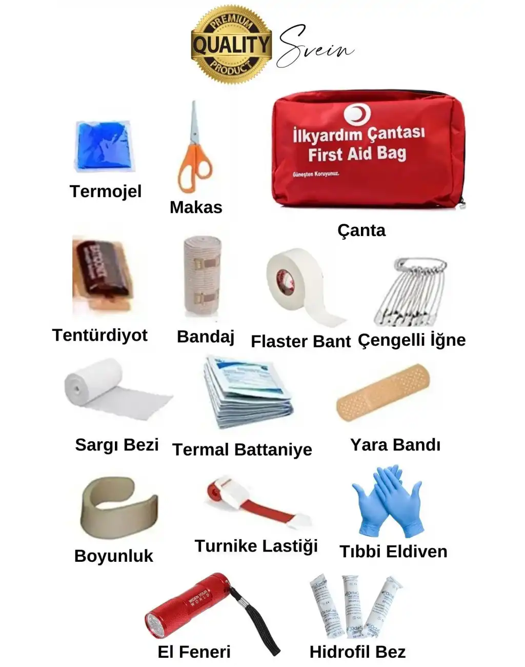 Lüks İlk Yardım Çantası Deprem Afet Acil Durum Müdahale Kiti Araç Ev İşyeri Yerli Üretim Ecza Çanta