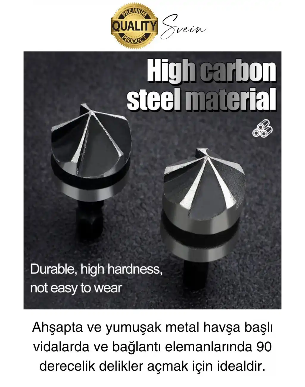 A Kalite 3 Parça Premium Havşa Açma Matkap Ucu Seti HSS Bits Uçlu Paslanmaz Çelik Kalın 12-16-19 mm