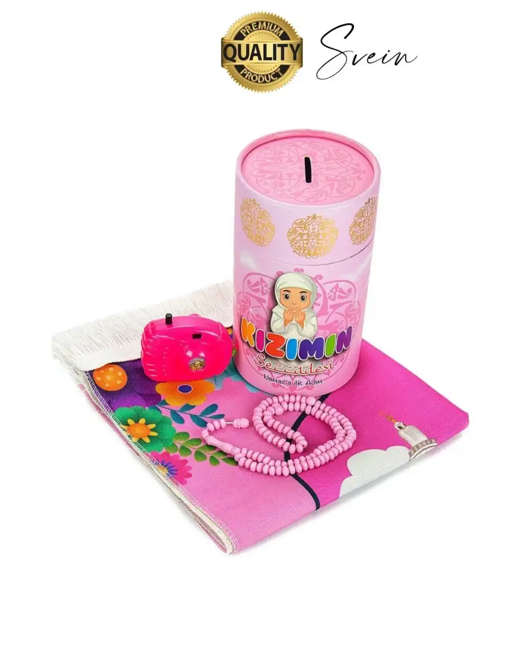 Özel Üretim Kız Çocuk Namaza İlk Adım Seccade Tesbih Seti Kızımın Seccadesi Oyuncak Hazırlık Hediye