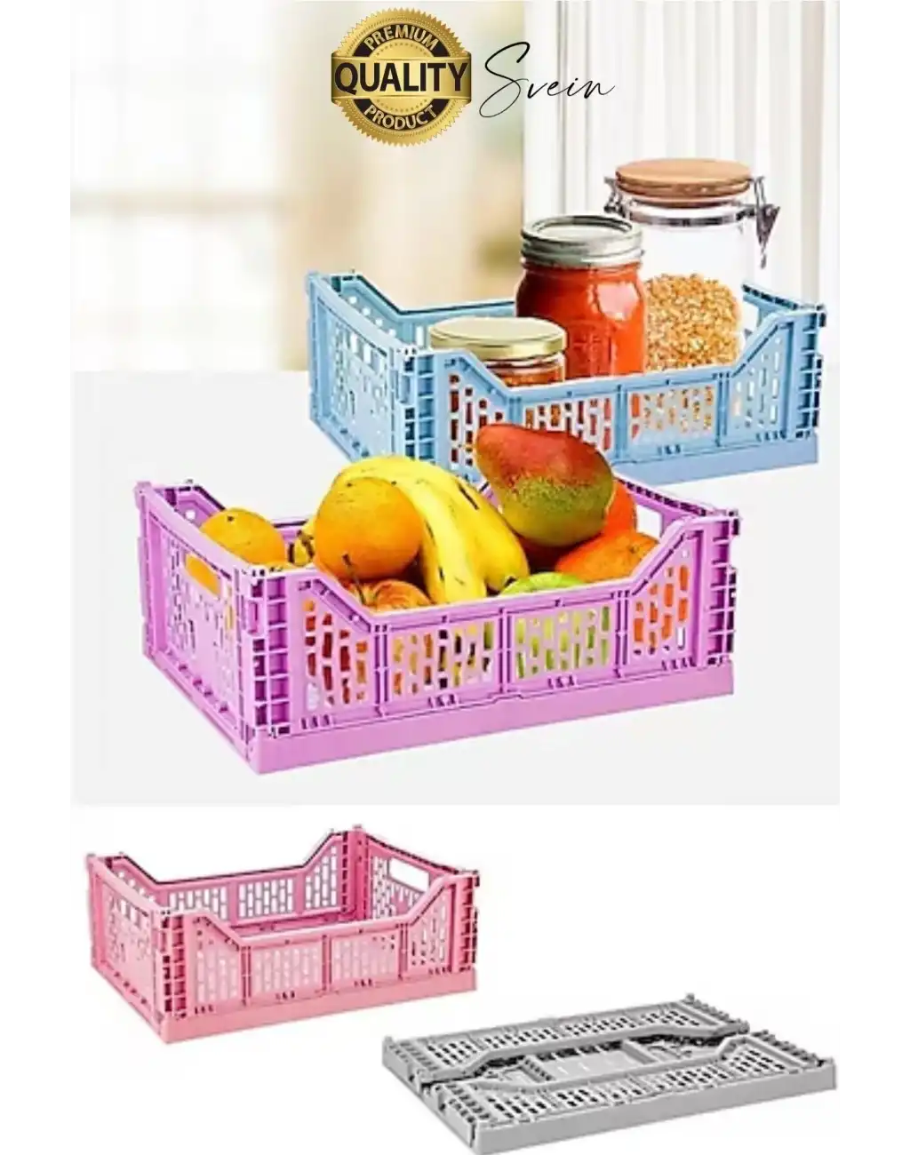 Çok Amaçlı Yer Kaplamayan Katlanabilir Renkli Kasa Sepet Sebze Meyve Eşya Saklama Organizer Kutu