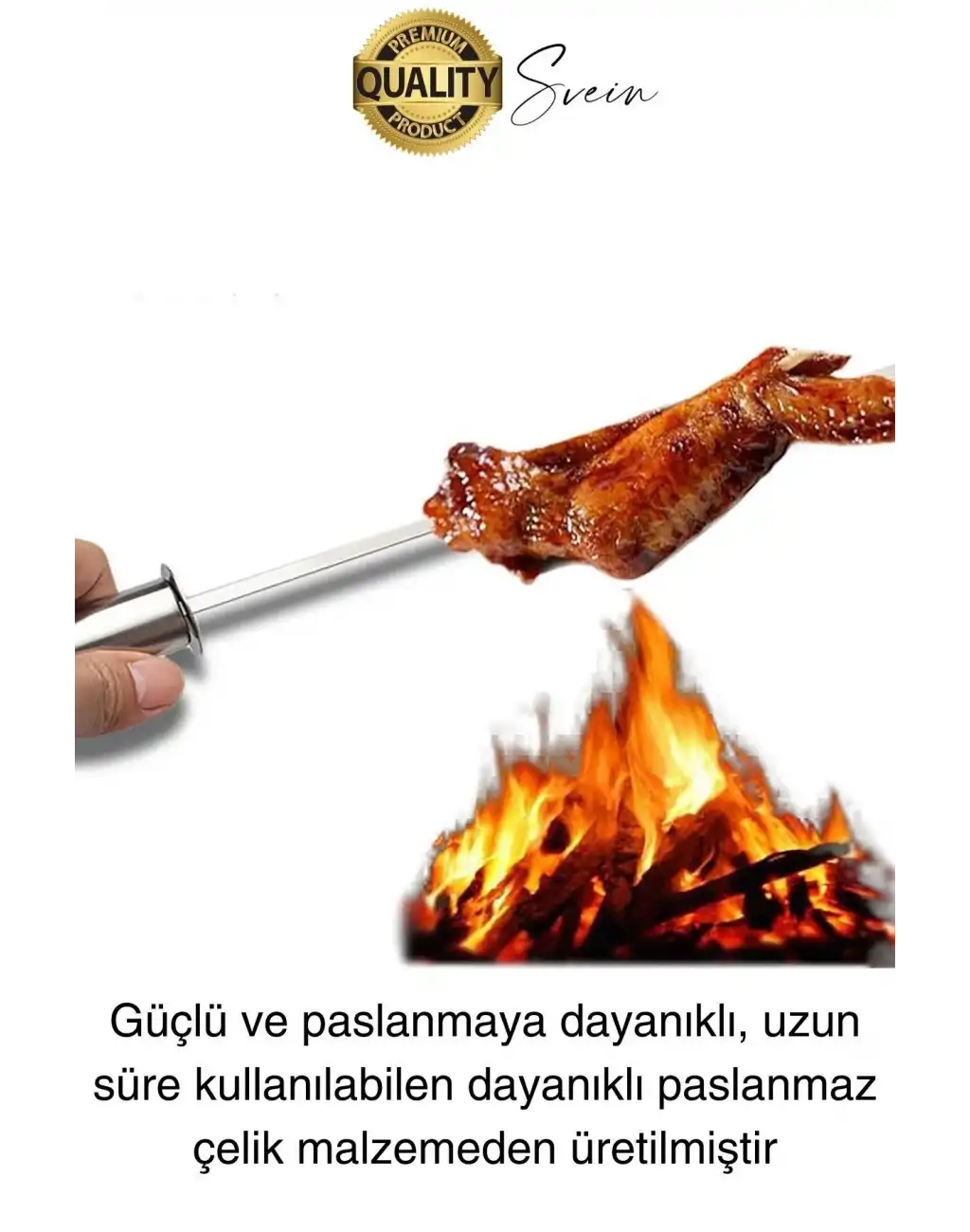 3 Adet 40 cm Premium Paslanmaz Çelik Saplı Izgara Şişleri Et Tavuk Barbekü Kebap Mangal Adana Urfa