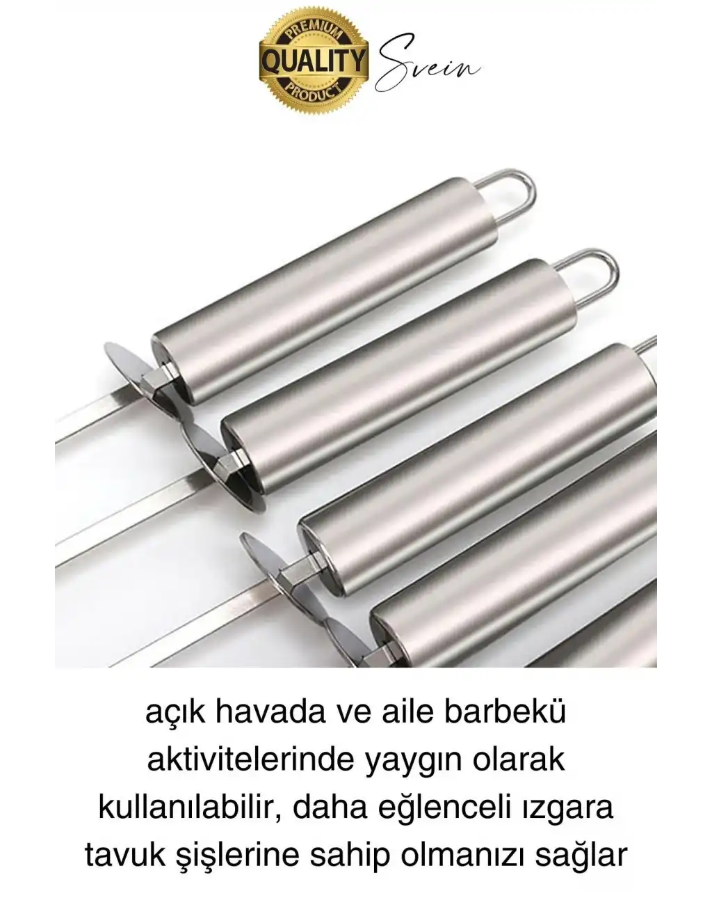 3 Adet 40 cm Premium Paslanmaz Çelik Saplı Izgara Şişleri Et Tavuk Barbekü Kebap Mangal Adana Urfa