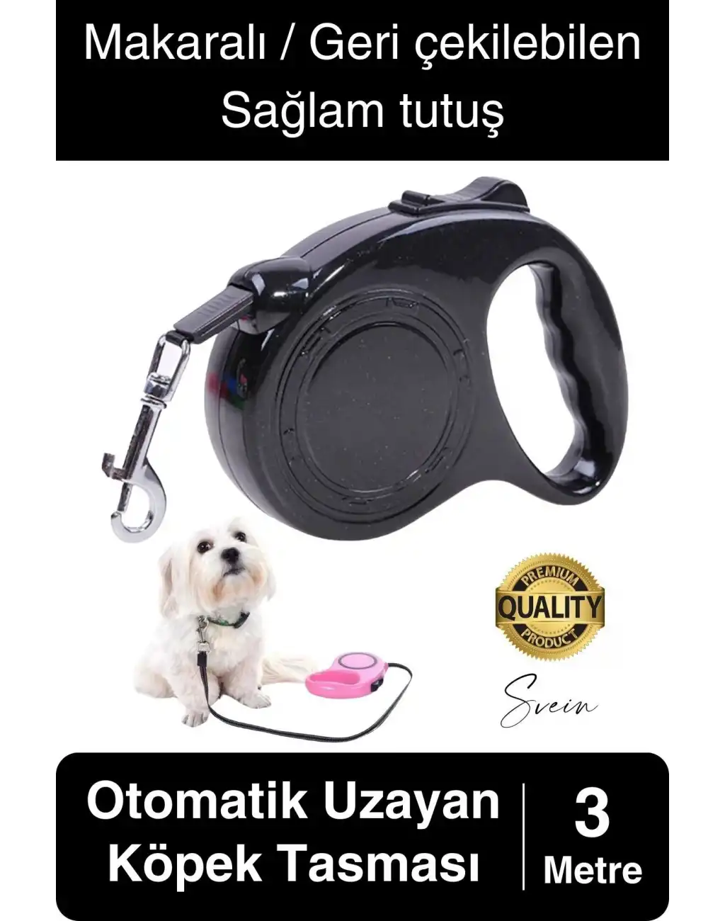 3 Metre Makaralı Otomatik Uzayabilen Geri Çekilebilen Köpek Tasması Boyun Gezdirme Kuvvetli Tutuş