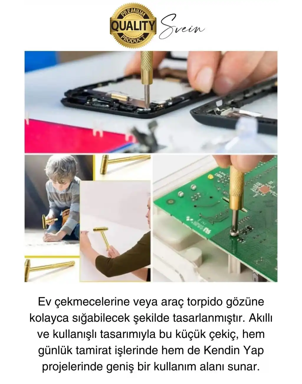 Premium 5 in 1 Çekiç Tornavida Tamir Seti Takı Saat Çok Amaçlı Çift Kafa Telefon Mücevher Kuyumcu