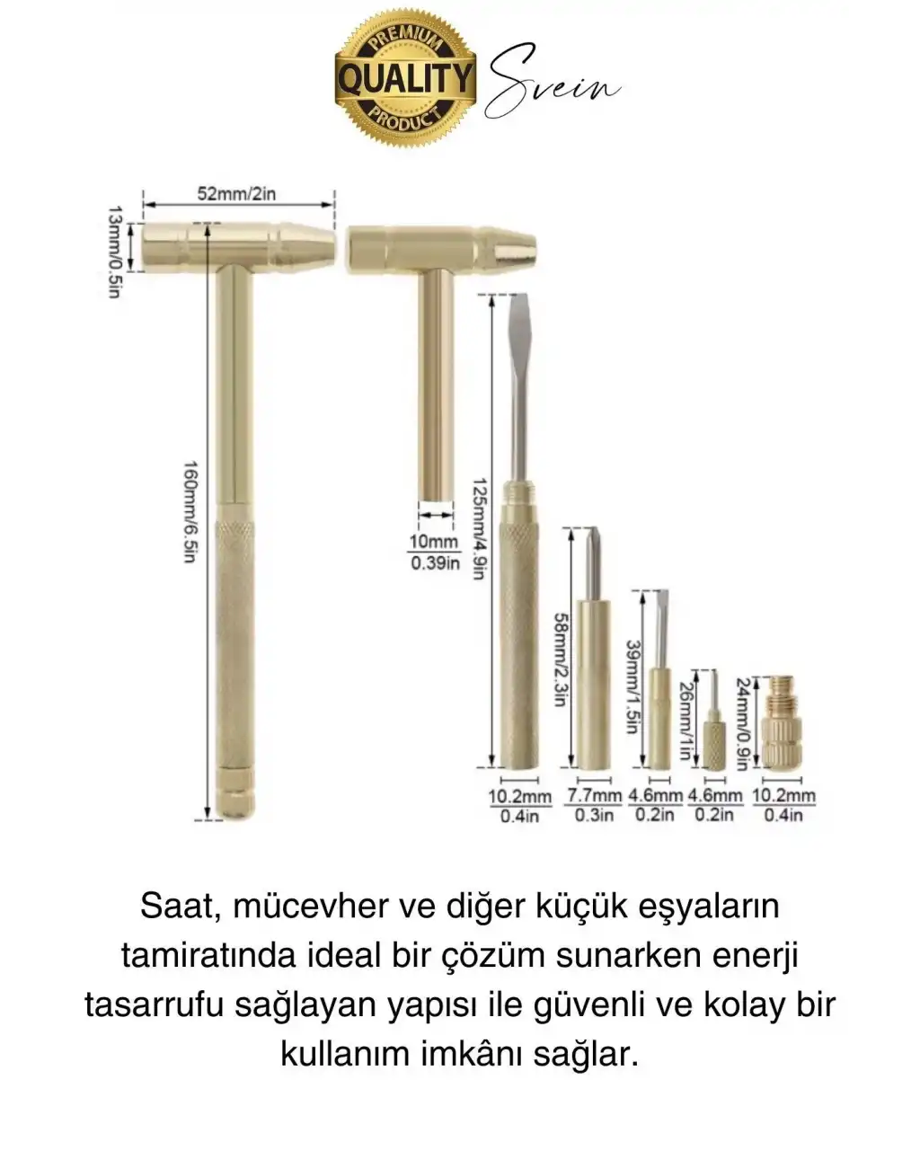 Premium 5 in 1 Çekiç Tornavida Tamir Seti Takı Saat Çok Amaçlı Çift Kafa Telefon Mücevher Kuyumcu